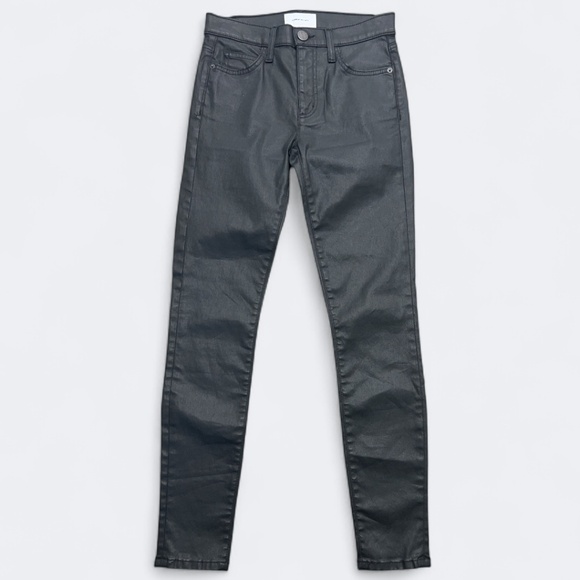 Current/Elliott Jeans Womens 27 Black Coated Denim High Waist Ankle Skinny USA - Picture 1 of 11
